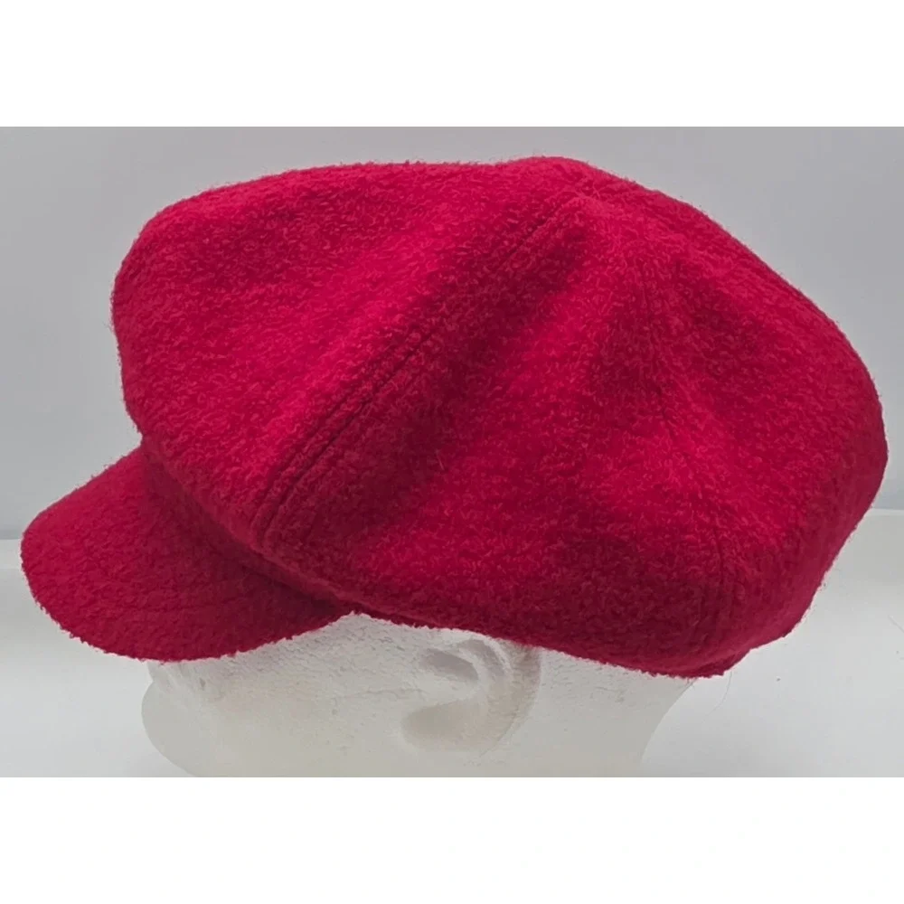 Nine West Newsboy Cap Womens OS Red Excellent Wool Blend Baker Boy Hat